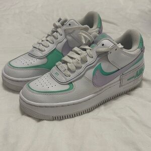 Nike Air Force 1 Low White with Green and Purple Accents